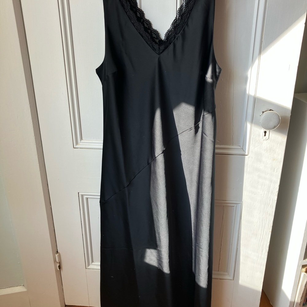 Nicole Miller Black Lace-Trim Maxi Dress